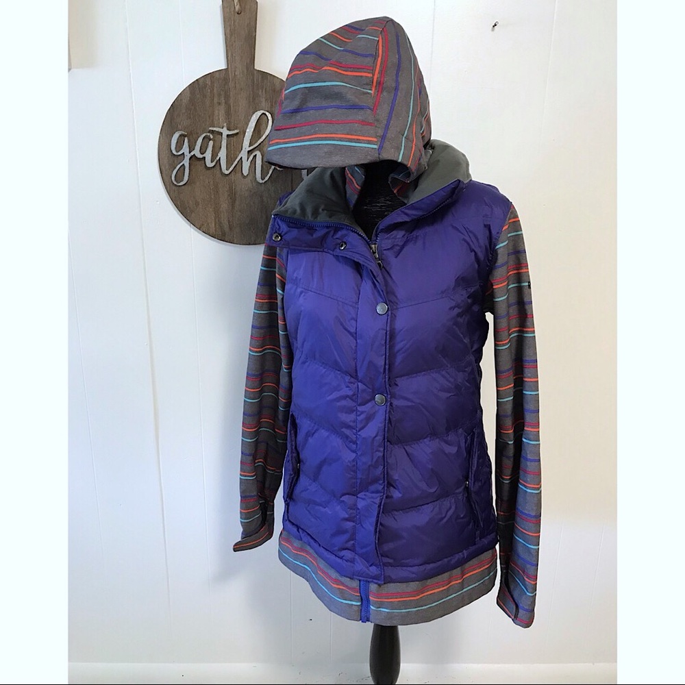 Roxy snowboarding coat purple and grey w stripes